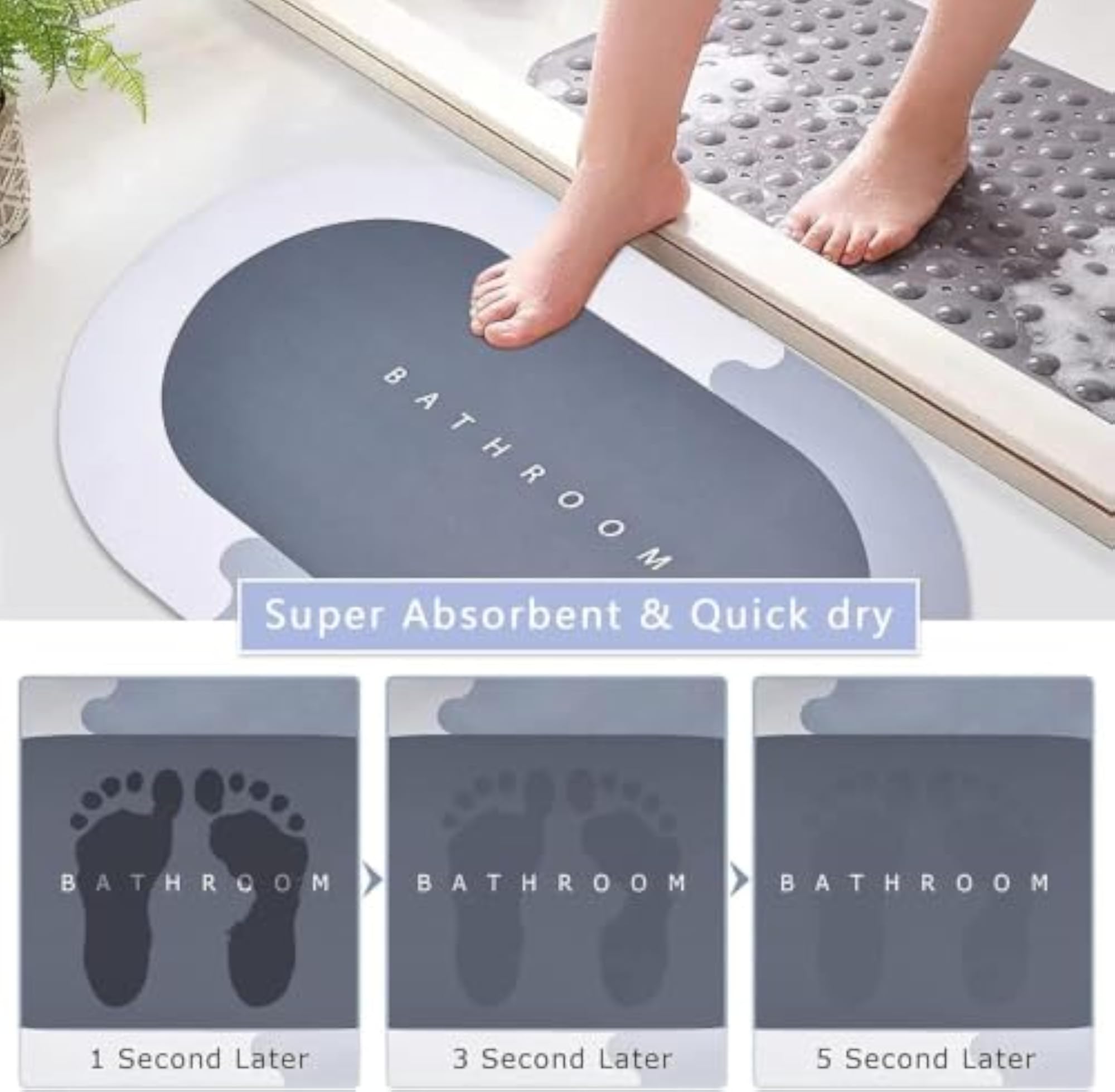 Bathroom Mats Anti Slip Quick Dry Soft Water Absorbing